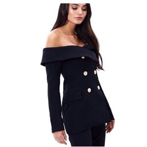 NWT HDY HAODUOYI off shoulder blazer top sz M fit
